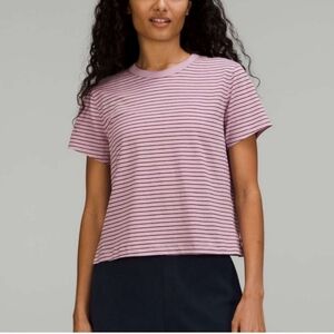Lululemon classic fit cotton blend t-shirt Parallel stripe dusty rose color